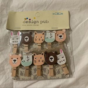 Animal Themed Wooden Clips set of 10